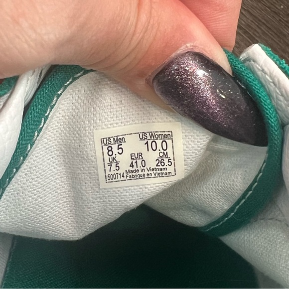 Vans Classic Sport Sneakers White/Green Suede Low Top Casual Shoes 10 Women’s - Picture 7 of 7